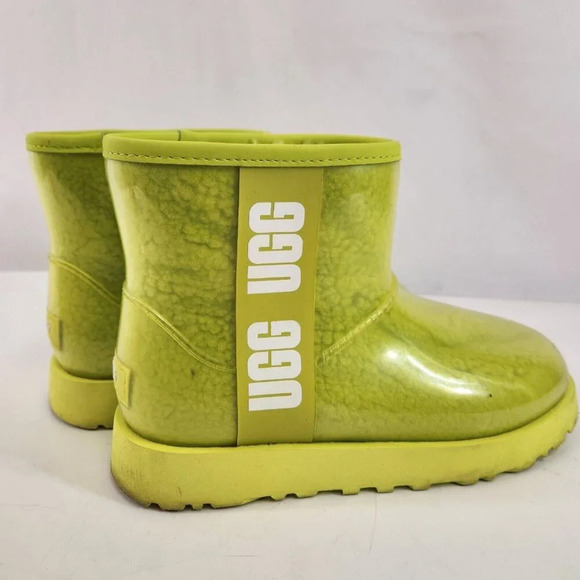 UGG Classic Clear Mini Boots Womens Size 6 Lime Green With Shoe Box - Picture 5 of 10